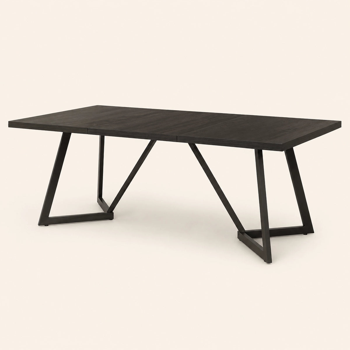 Table Rectangulaire 180 cm Noir Mat - Plateau Bois d'Ingénierie & Pieds Métal Géométriques | 6 à 8 Personnes