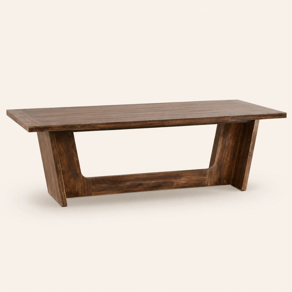 Grande Table Rectangulaire 180 cm Style Ferme - Tout Bois Massif, Finition Brun Foncé | 6 à 8 Personnes