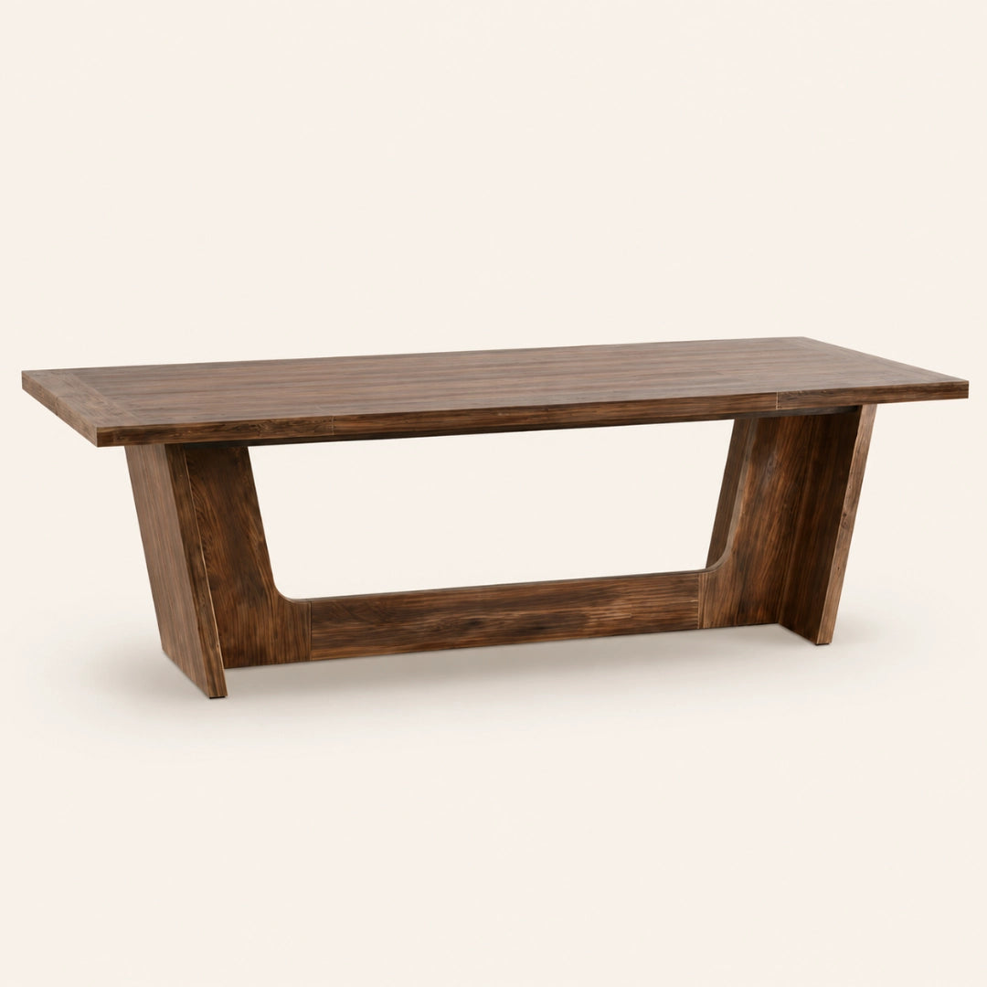 Grande Table Rectangulaire 180 cm Style Ferme - Tout Bois Massif, Finition Brun Foncé | 6 à 8 Personnes
