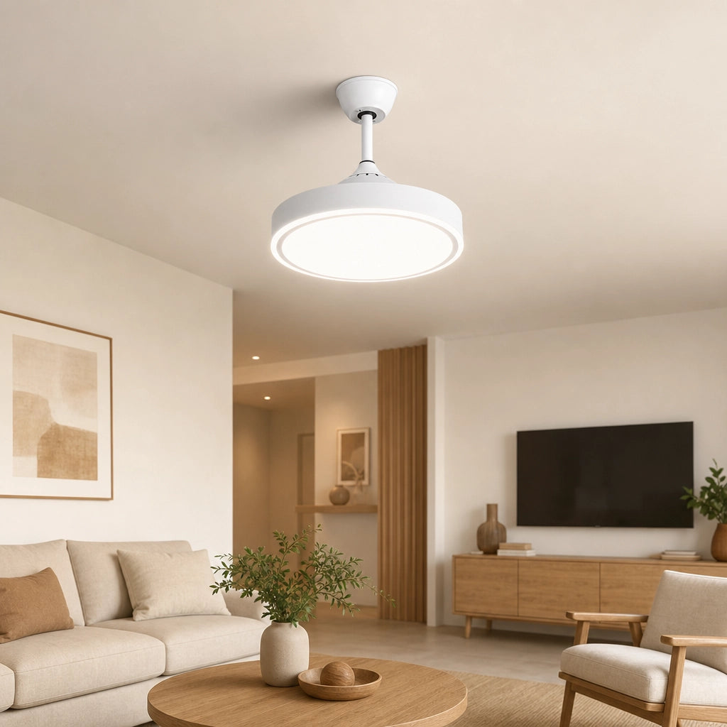 Ventilateur de Plafond Silencieux - LED Dimmable, Réversible & Profil Bas | Chambre et Salon