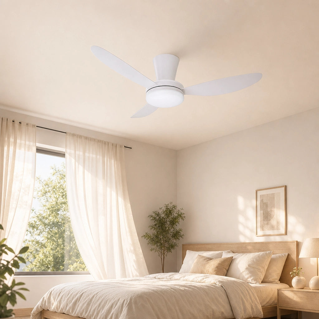 Ventilateur de Plafond Moderne 3-6 Pales - Moteur DC & LED Tricolore | Silencieux 30-34 dB