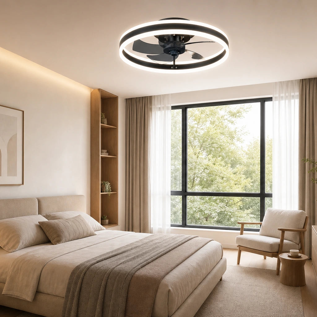 Ventilateur de Plafond Compact - LED Intégrée & Télécommande | Silencieux pour Chambre et Salon