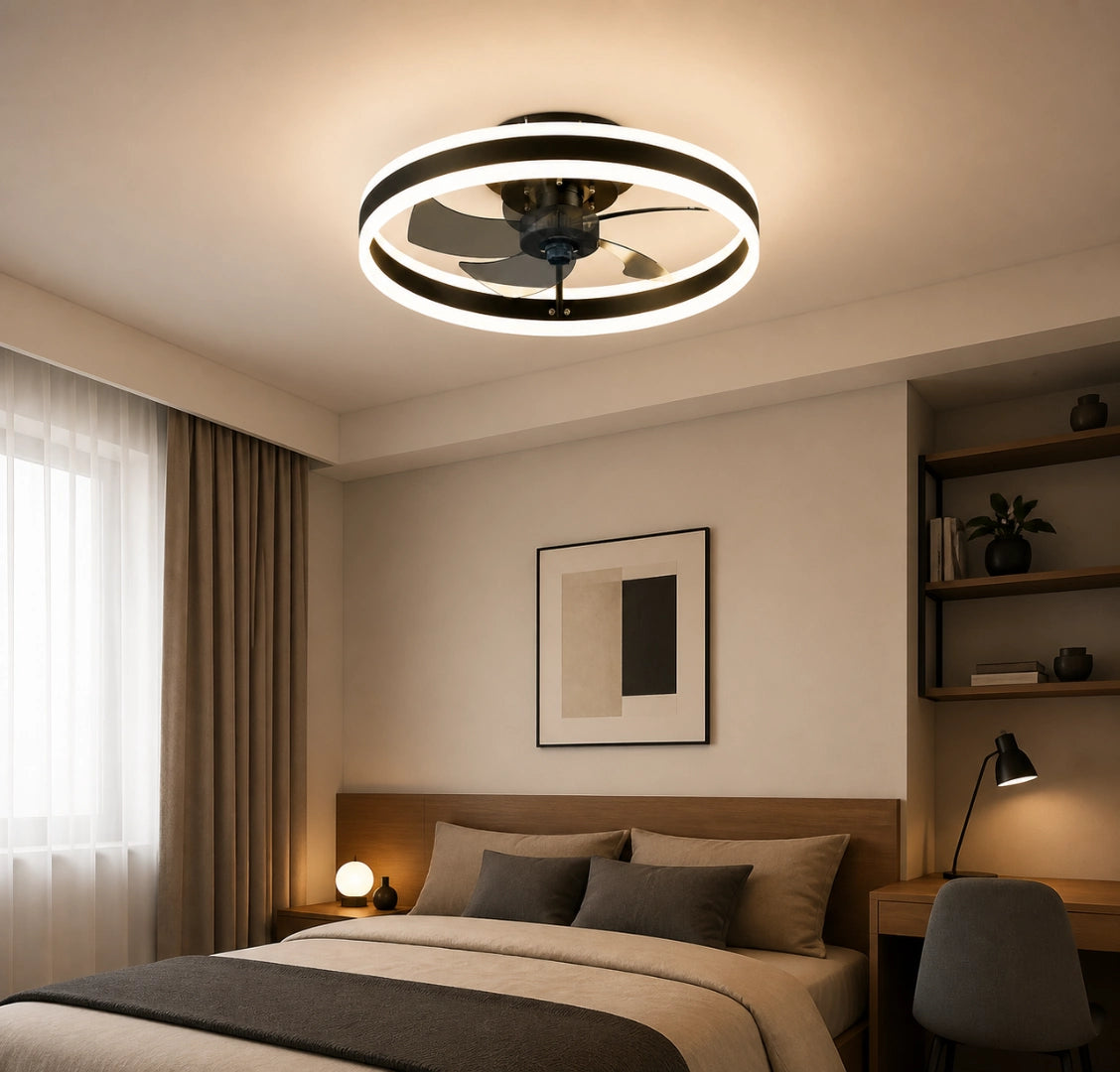 Ventilateur de Plafond Compact - LED Intégrée & Télécommande | Silencieux pour Chambre et Salon