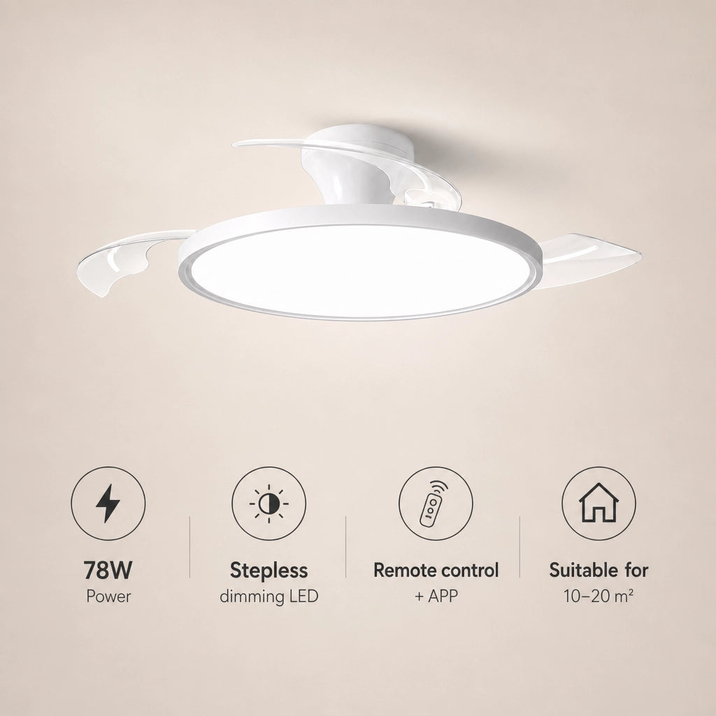 Ventilateur de Plafond Invisible - Moteur DC & LED Intégrée | Grand Volume d'Air, Design Épuré