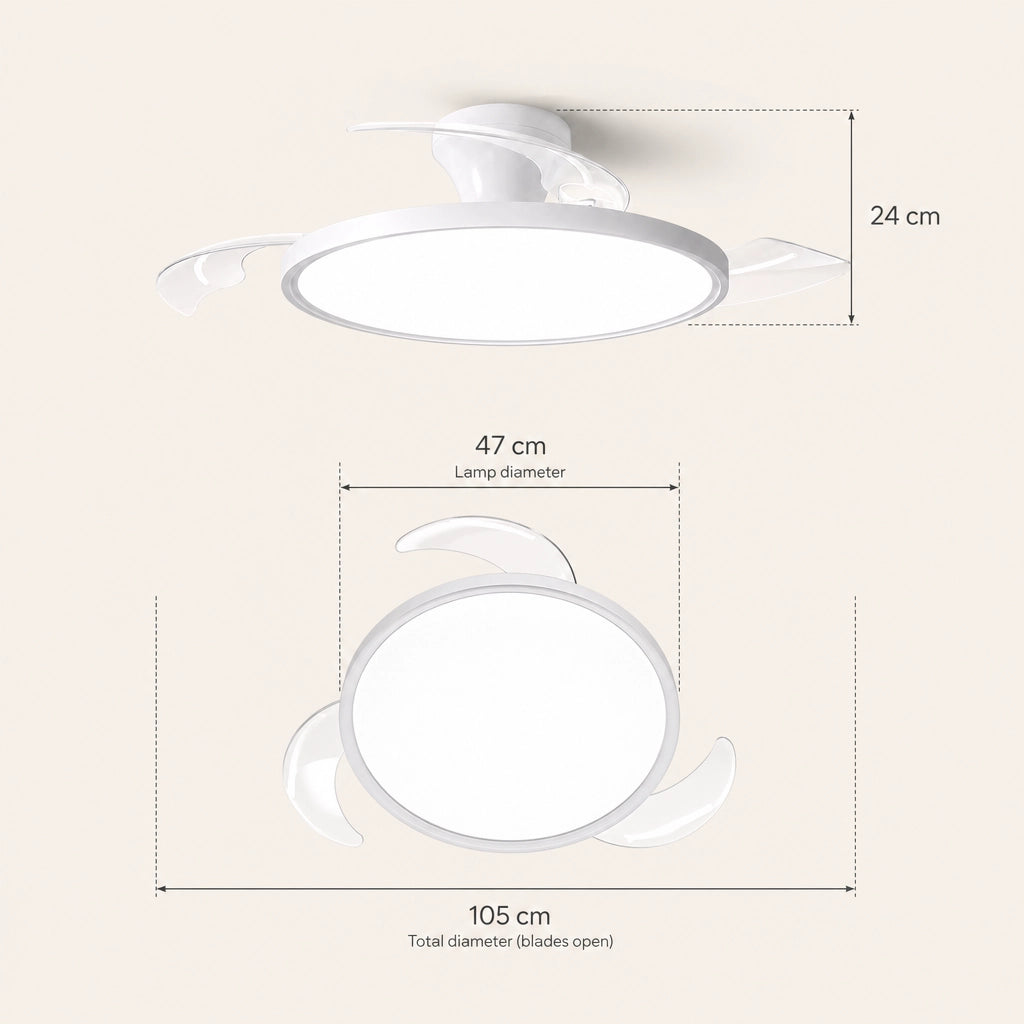 Ventilateur de Plafond Invisible - Moteur DC & LED Intégrée | Grand Volume d'Air, Design Épuré